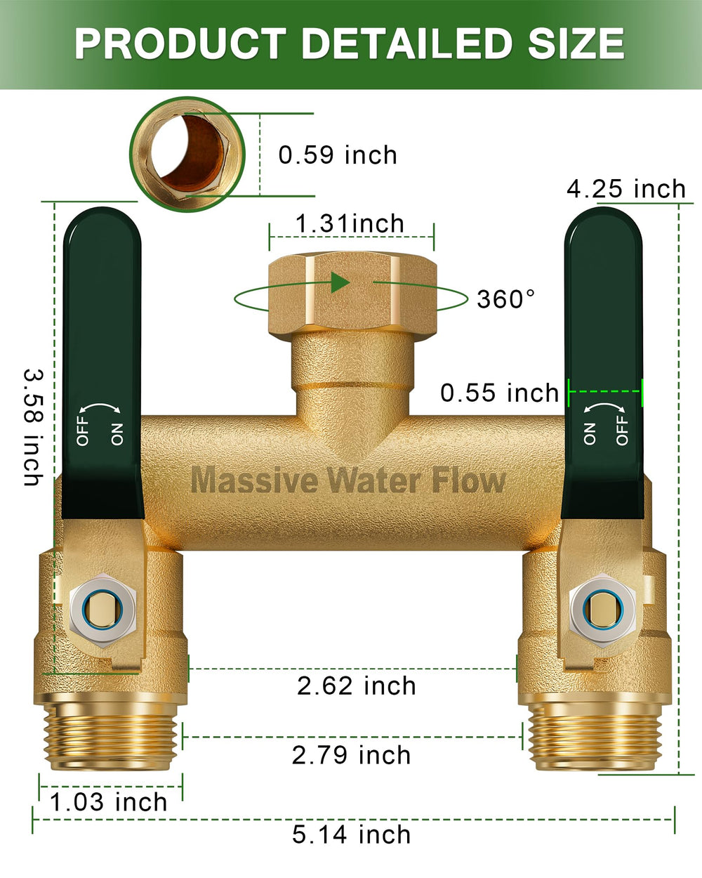 LNEZCDB close-up of long metal valve handle for easier grip and control