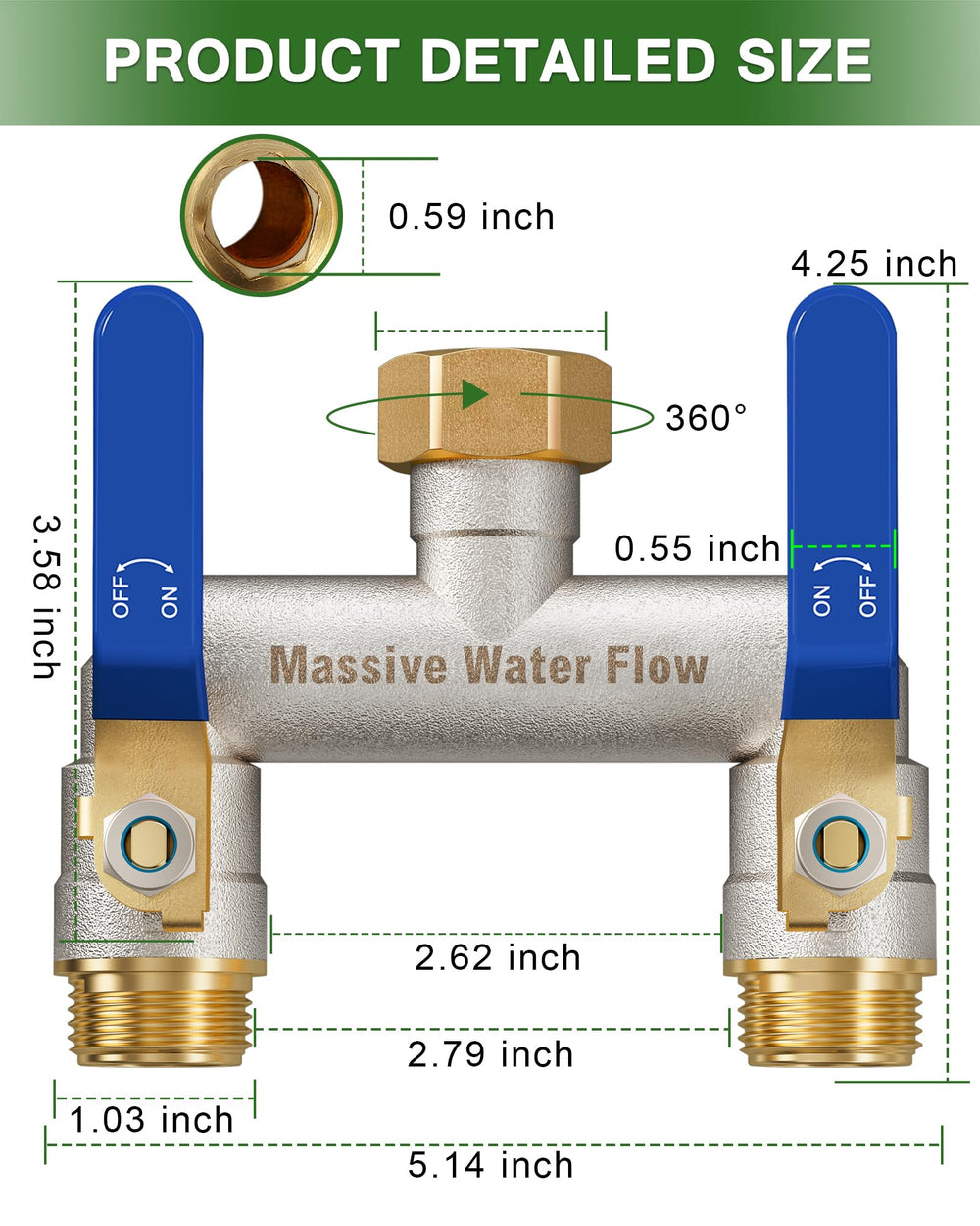 LNEZCDB close-up of long metal valve handle giving better grip and easier control