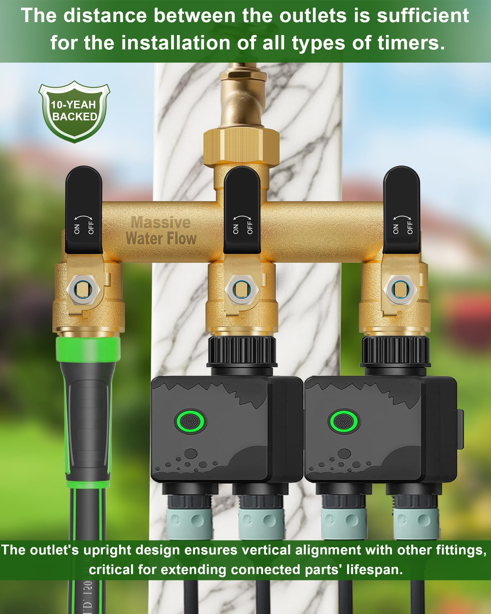 LNEZCDB with three hoses attached illustrating simultaneous multi-task watering