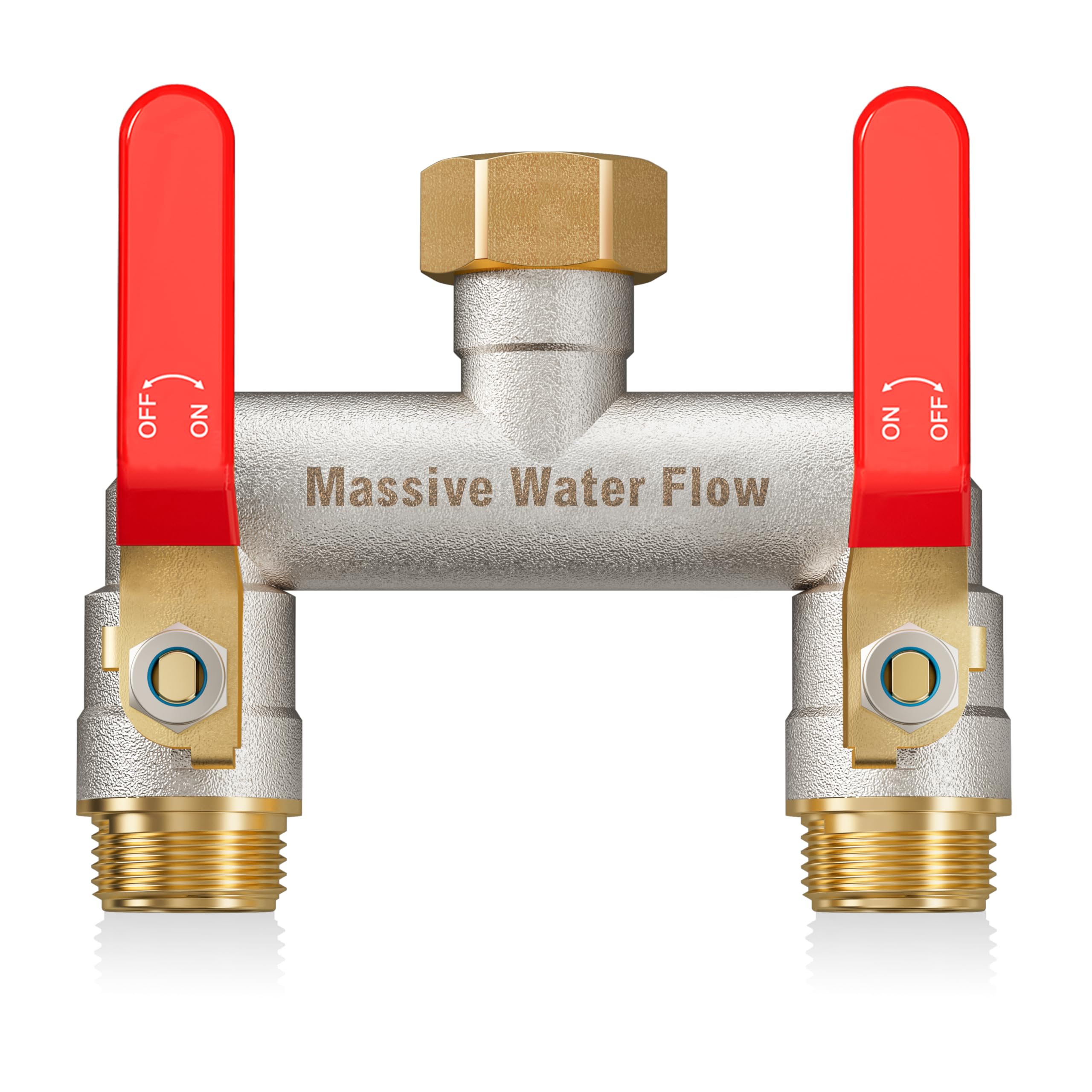LNEZCDB front view showing heavy-duty brass and dual outlets for reliable splitting