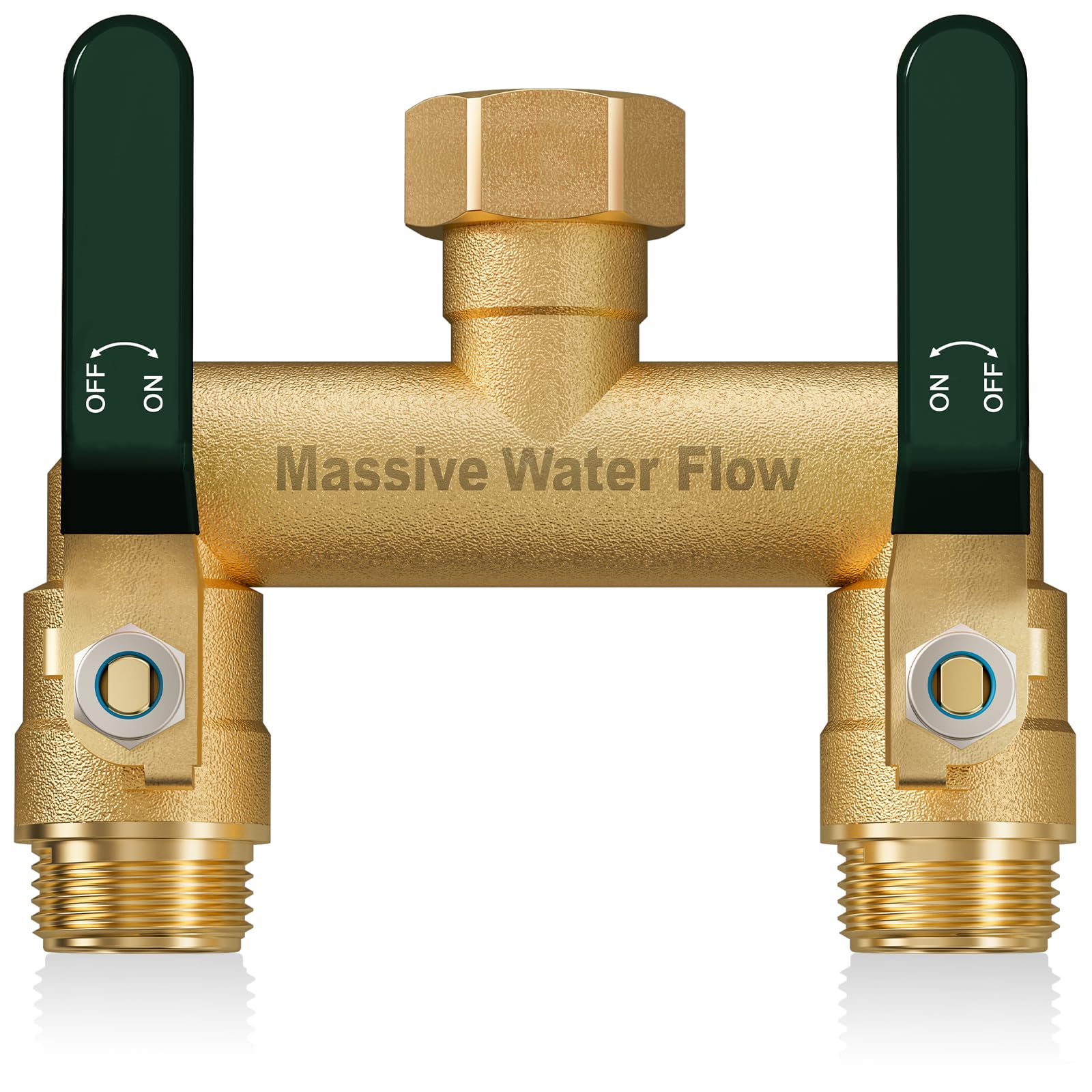 LNEZCDB front view of brass splitter showing sturdy construction and easy hookup