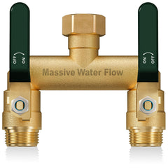 LNEZCDB front view of brass splitter showing sturdy construction and easy hookup