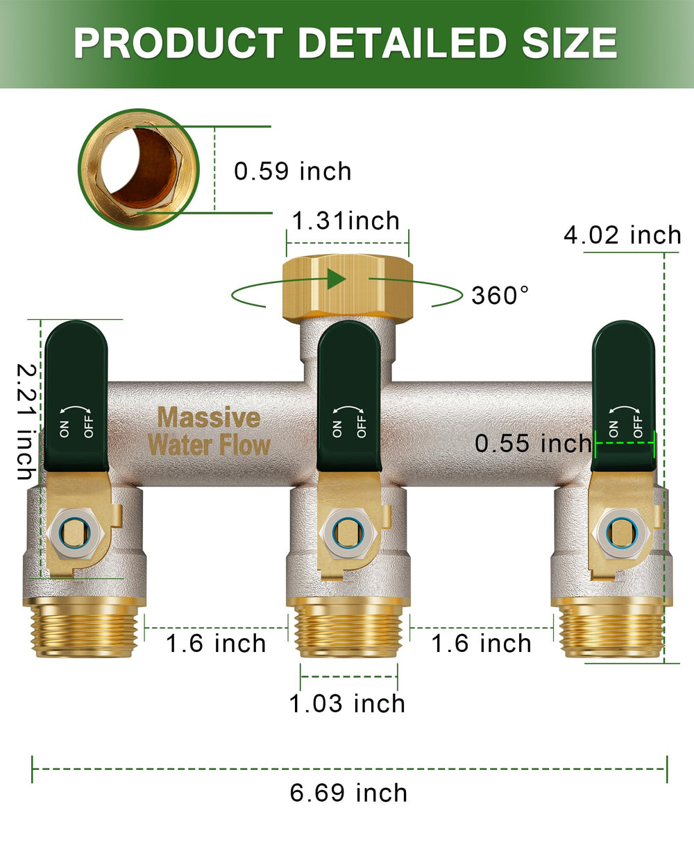LNEZCDB close-up of extra-long metal handle for easier valve control with gloves
