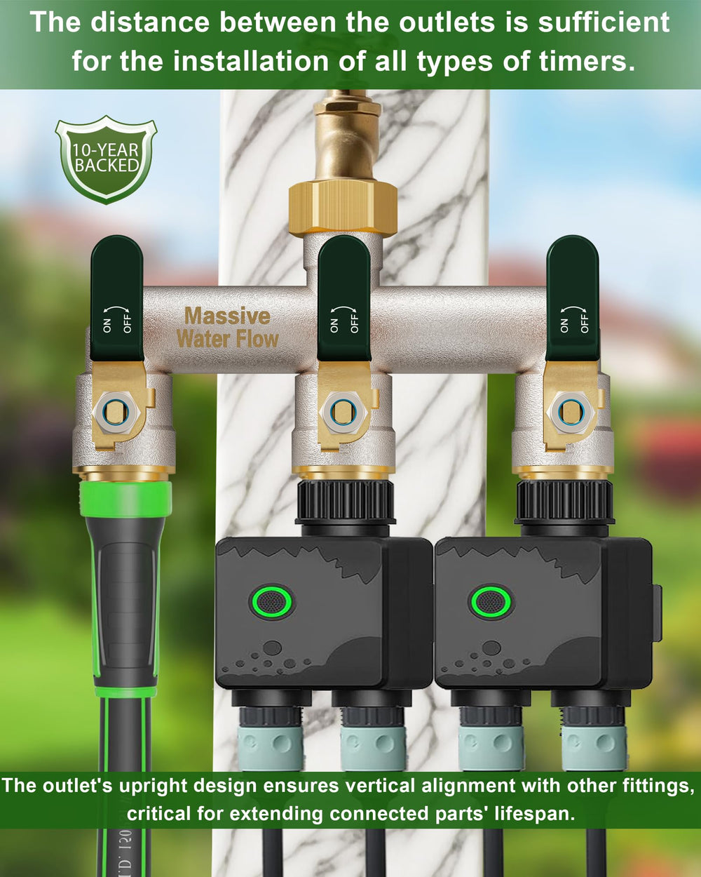 LNEZCDB in-use scene with three hoses running for multitasking watering convenience