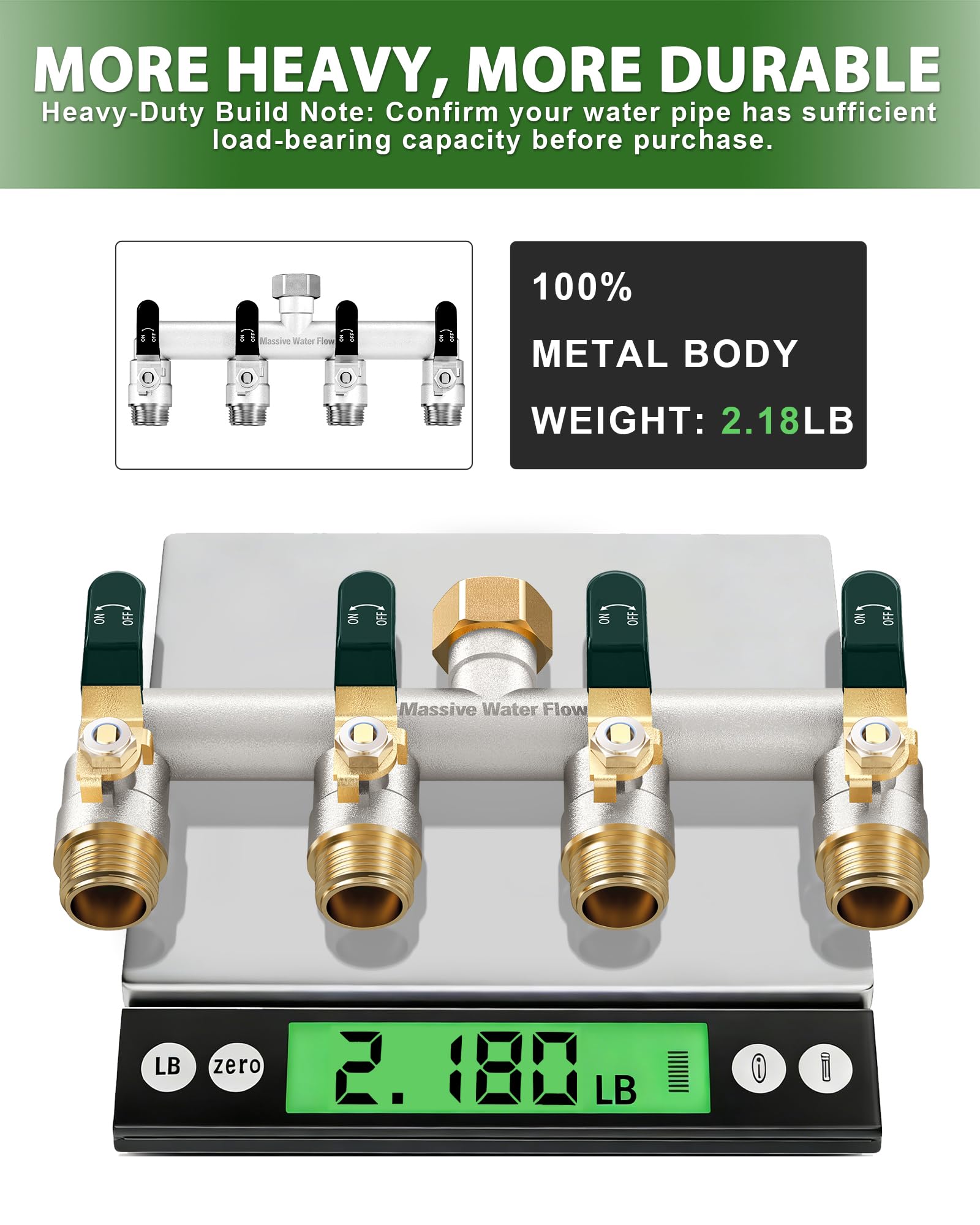 LNEZCDB outlets spaced with irrigation timer attached reducing connector stress and enhancing longevity
