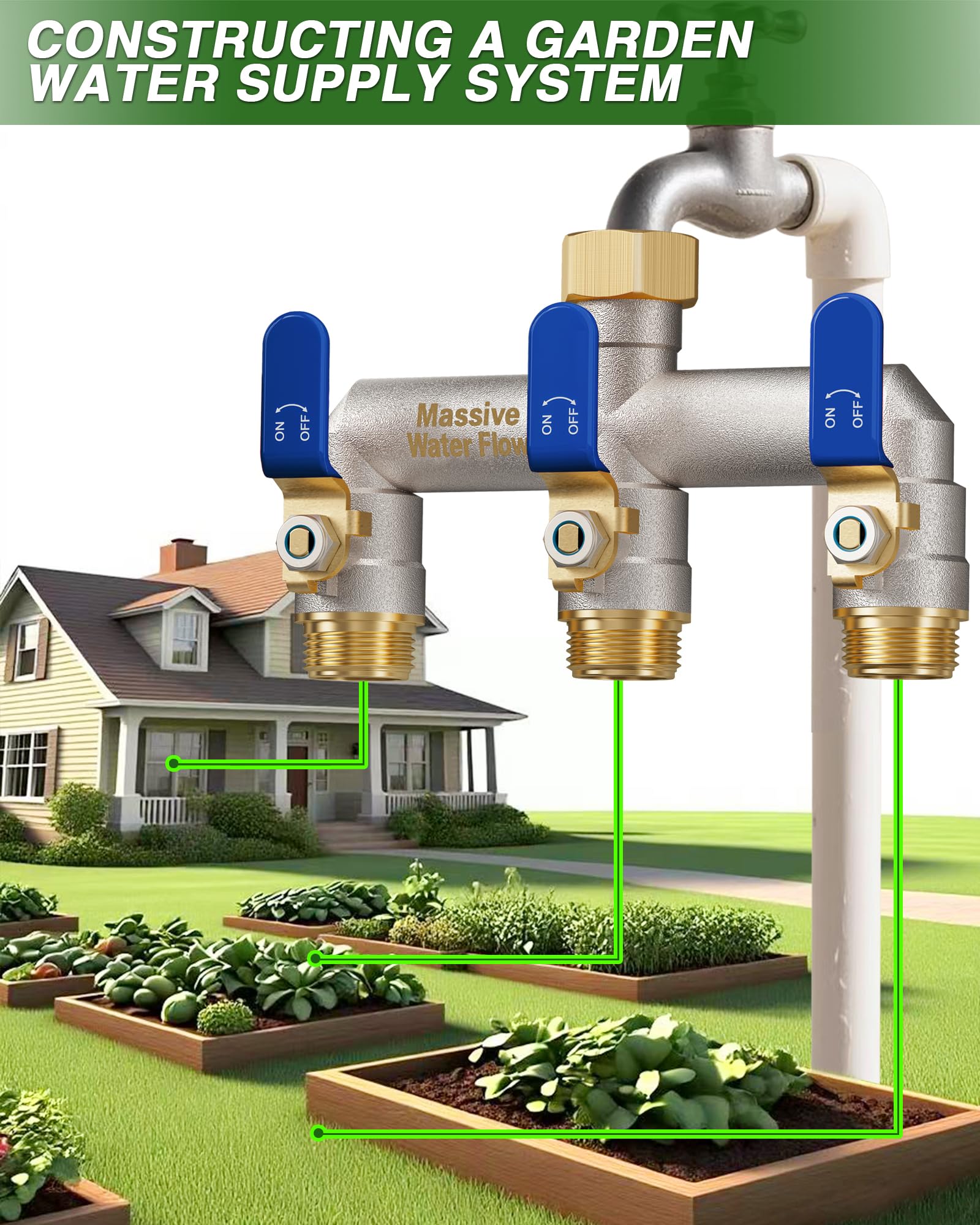 LNEZCDB demonstrating 1.6-inch outlet spacing with a garden timer attached to reduce stress