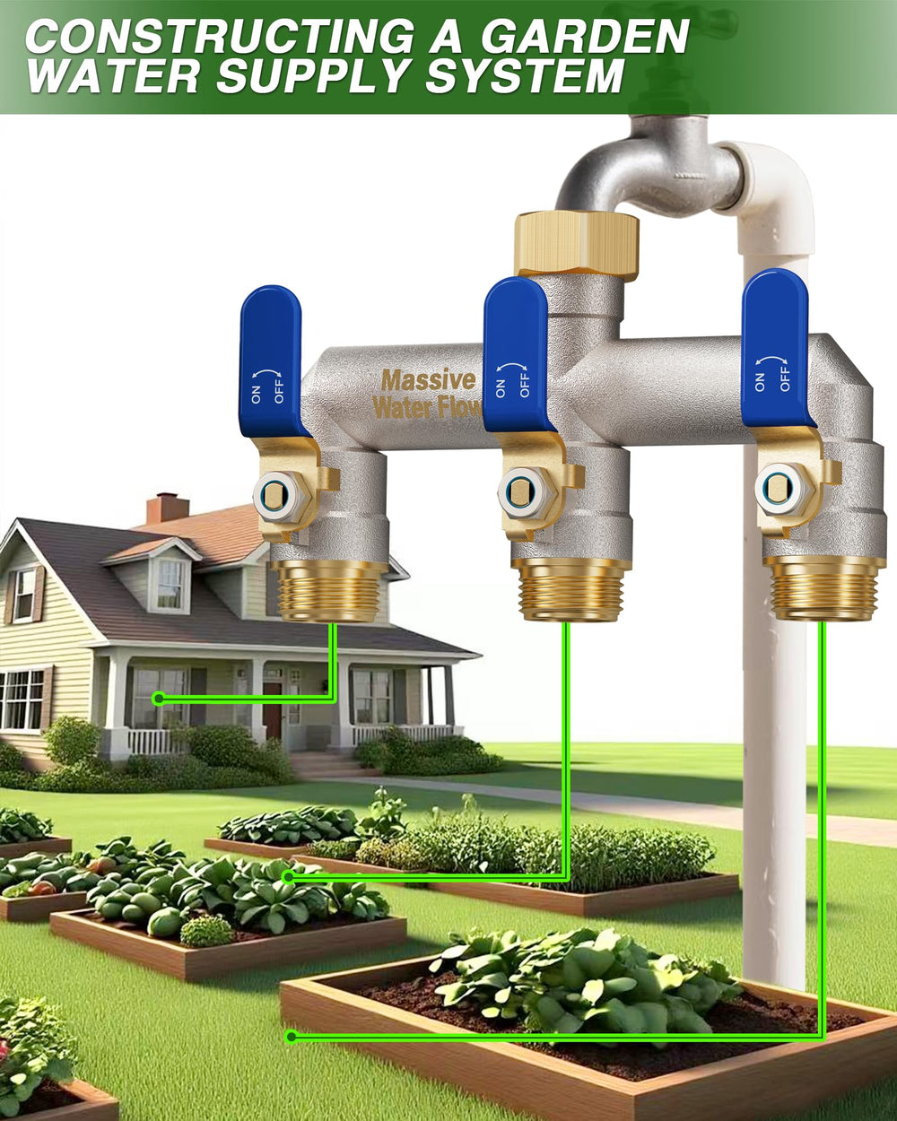 LNEZCDB demonstrating 1.6-inch outlet spacing with a garden timer attached to reduce stress