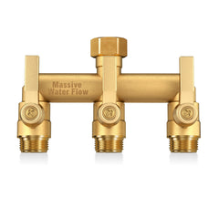 LNEZCDB front view solid-brass splitter shows durable full-flow design