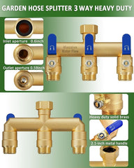 LNEZCDB installed on outdoor faucet with one inlet and three connected hoses for yard multitasking