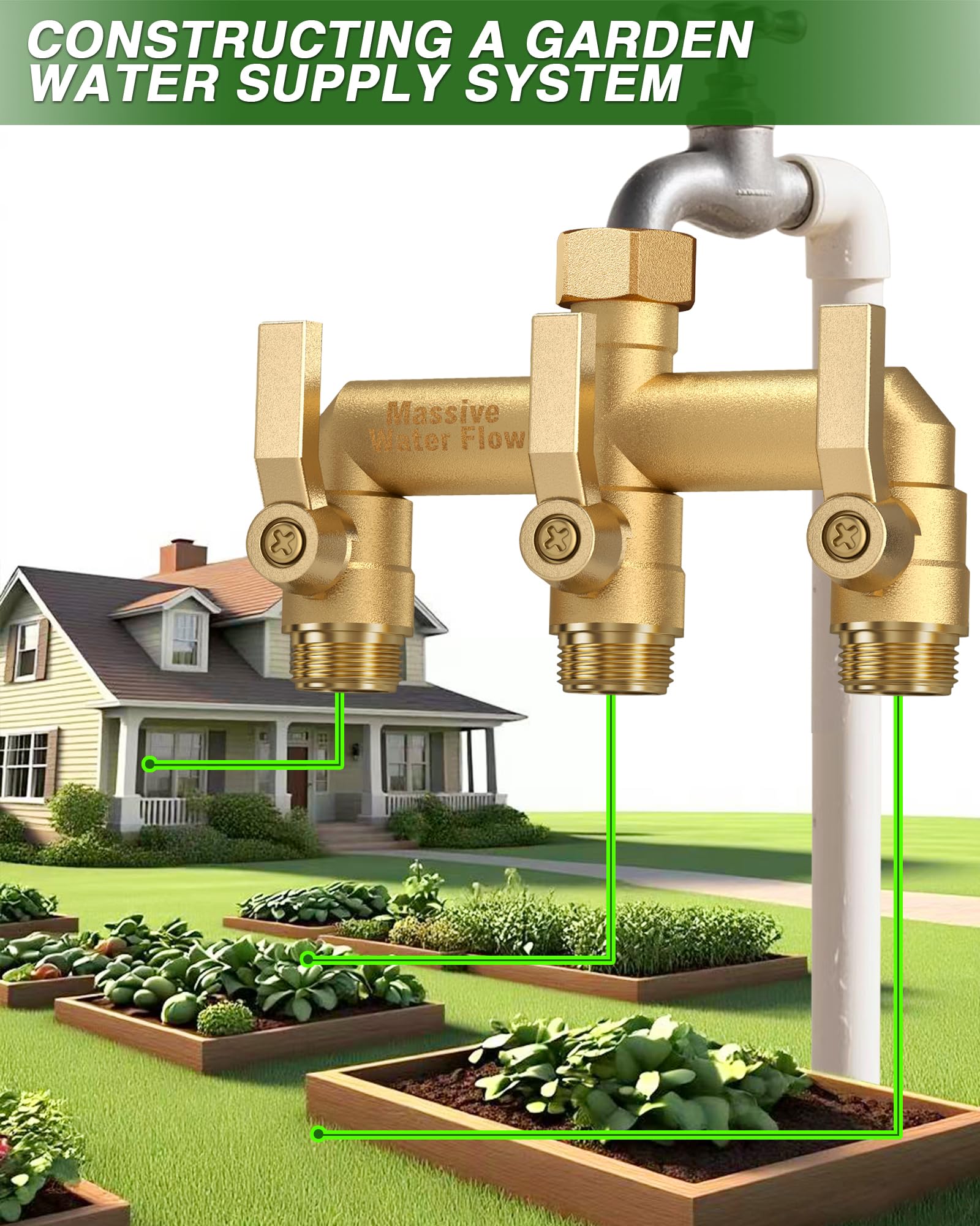 LNEZCDB with three hoses connected enabling multitasking watering