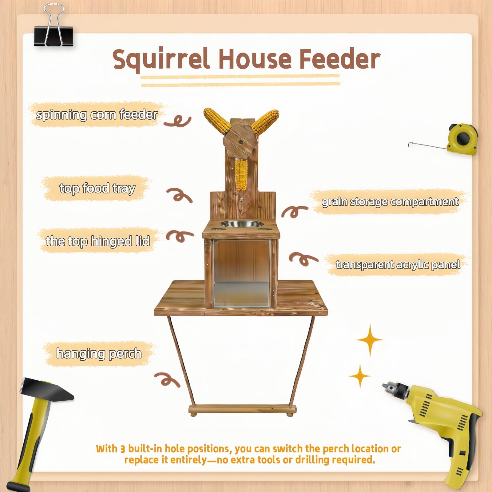 Lnncdsc feeder acrylic window detail for easy food level checks and convenient cleaning