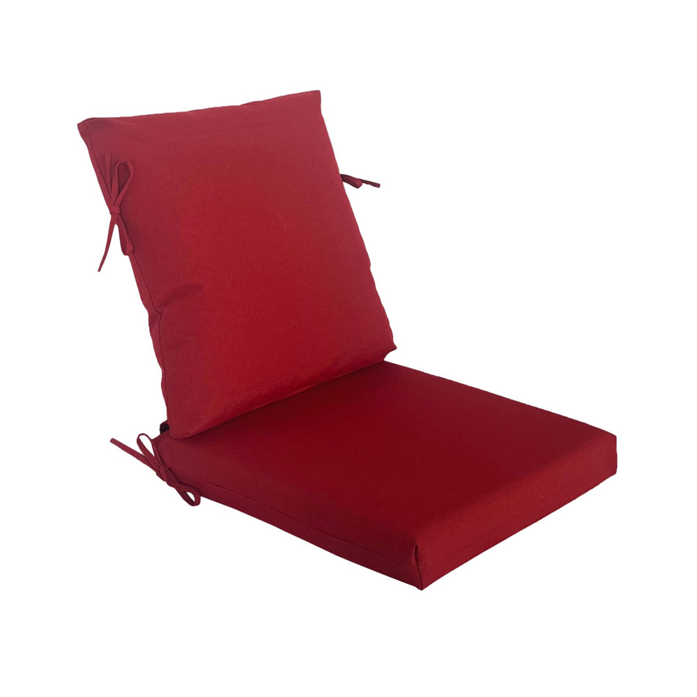 Localive front view of cushion showing full seat and back, durable protection
