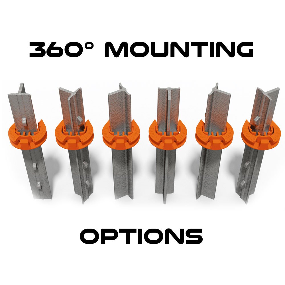 Lock Jawz display of six mounting angles showing mounting flexibility and positioning benefit
