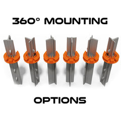 Lock Jawz display of six mounting angles showing mounting flexibility and positioning benefit