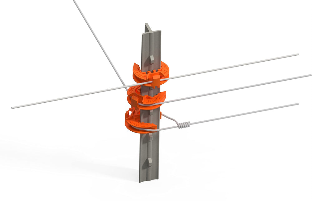 Lock Jawz poly rope installed in insulator demonstrating clean electrical separation