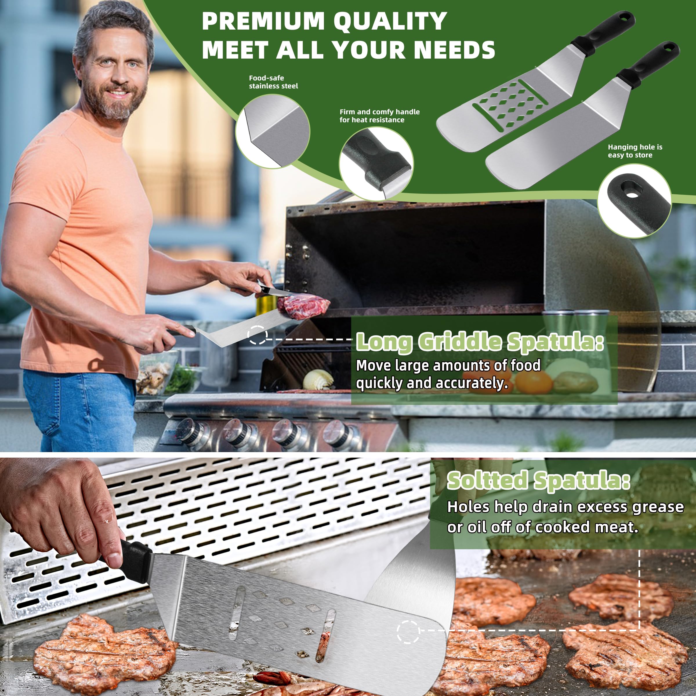 LOCONHA oversized burger spatula close-up, heavy-duty control for flipping large patties