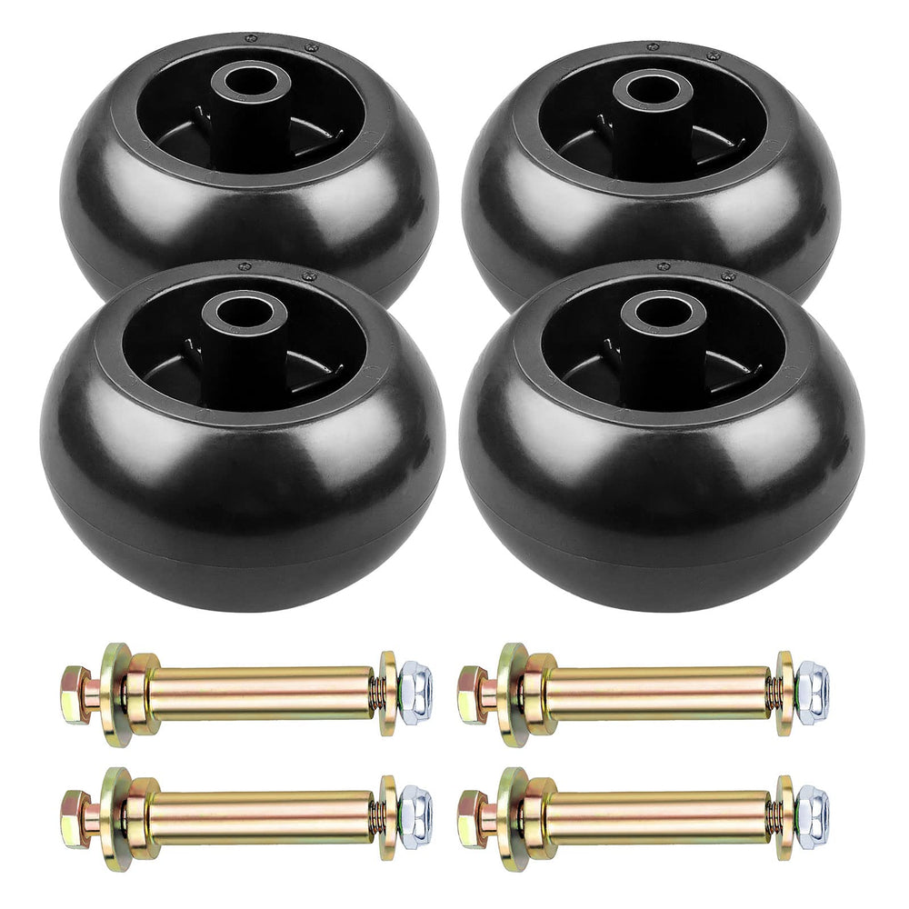 LOCOPOW front view of four replacement deck wheels showing kit completeness and durability