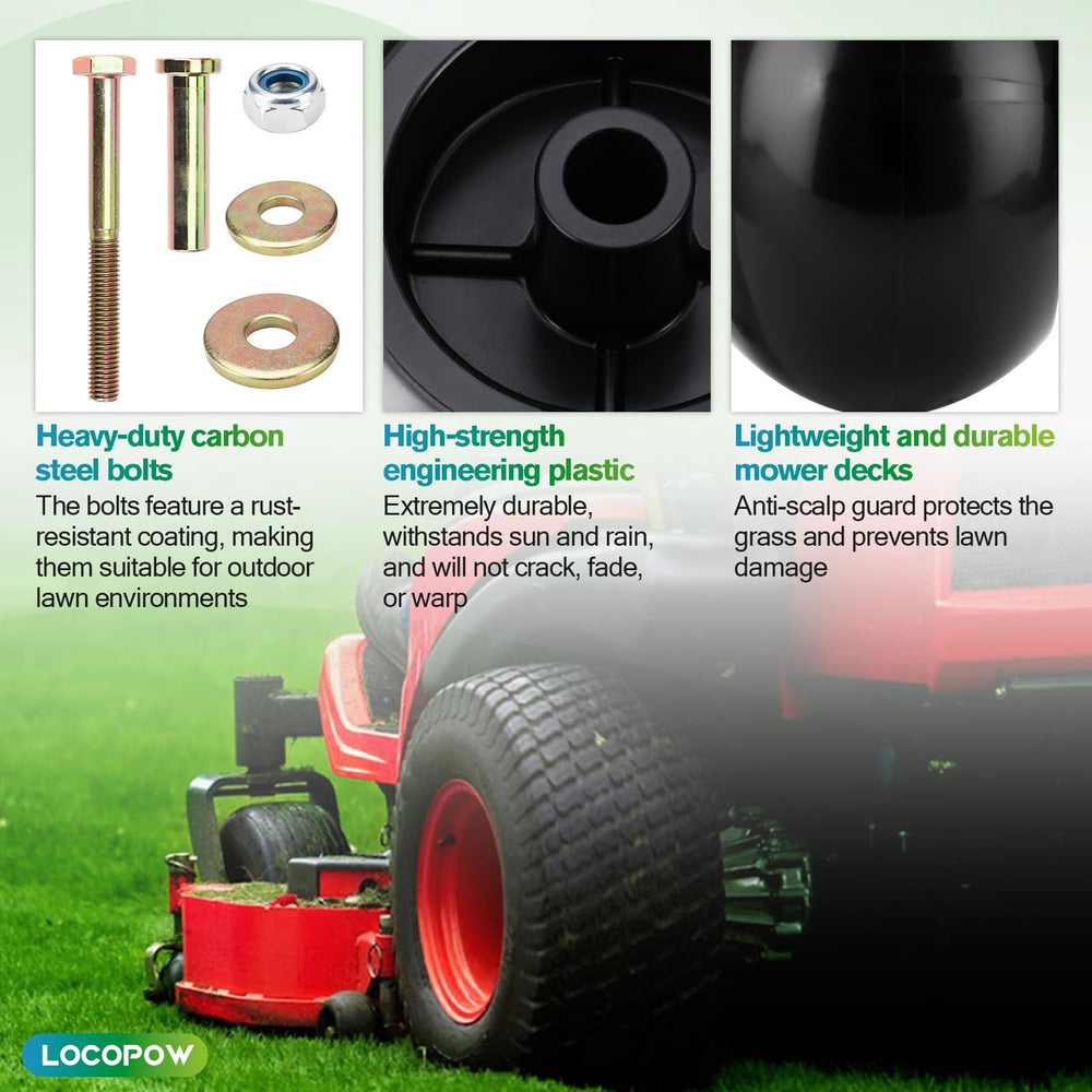 LOCOPOW wheel installed on mower deck showing improved deck mobility