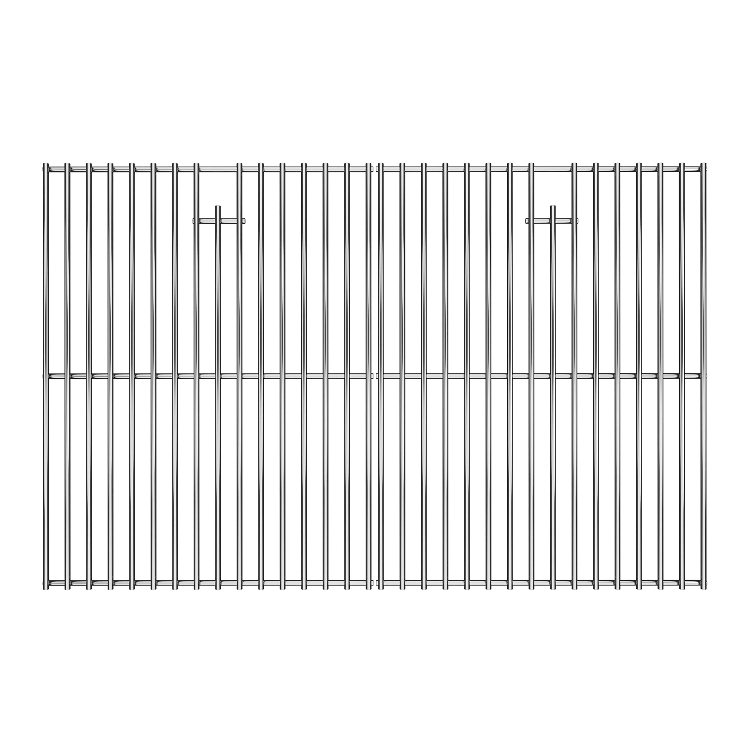 LOCVCDA front view of 17-inch stainless steel grates showing fit and finish benefit