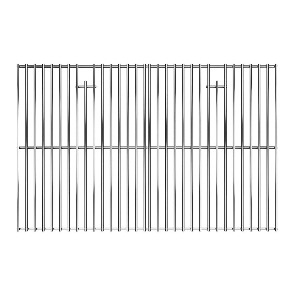 LOCVCDA front view of 17-inch stainless steel grates showing fit and finish benefit
