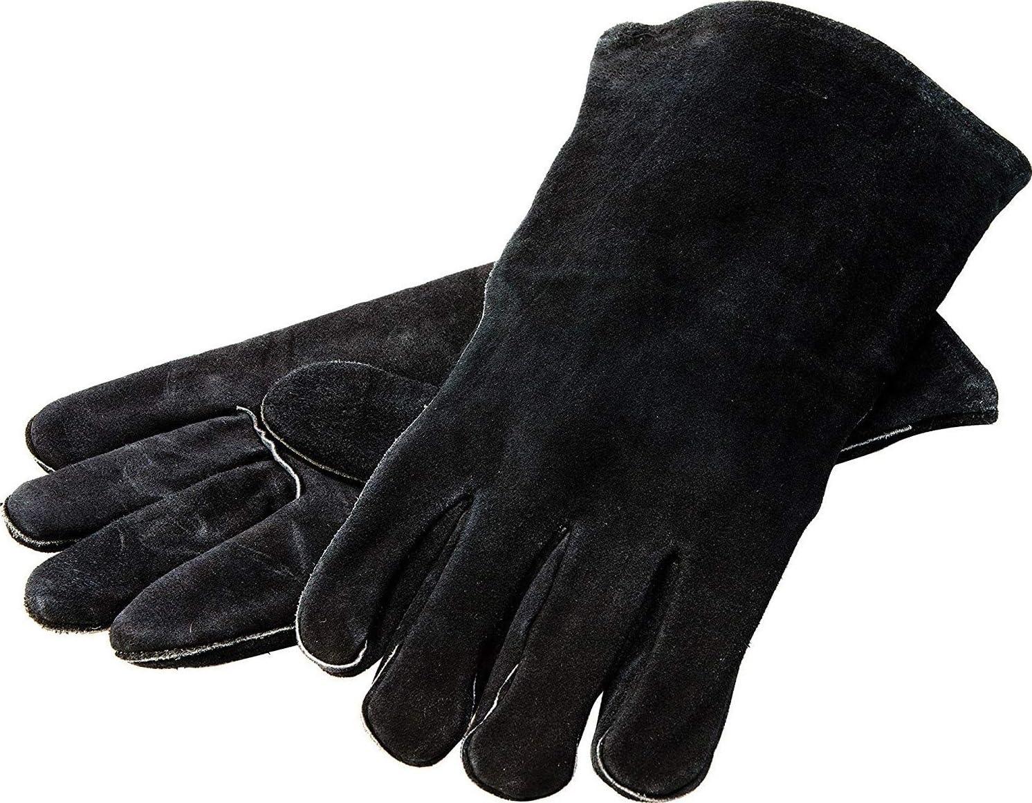 Lodge black 18-inch gloves front view showing cuff and fit, protects hands