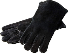 Lodge black 18-inch gloves front view showing cuff and fit, protects hands