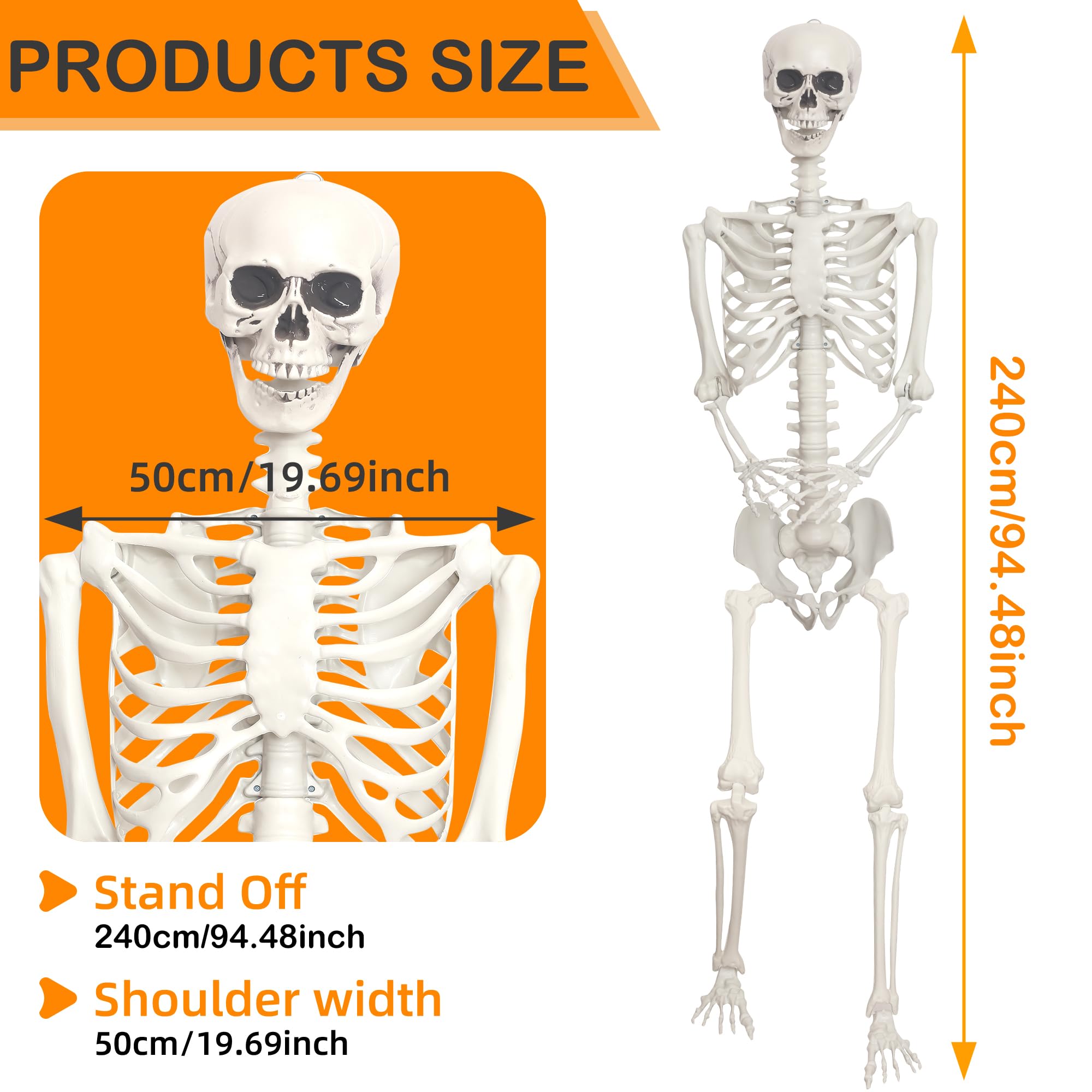 Lodou skeleton with costume accessories for themed Halloween scenes