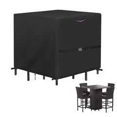 Loenel front view showing full cover protecting bar set, keeps furniture dry