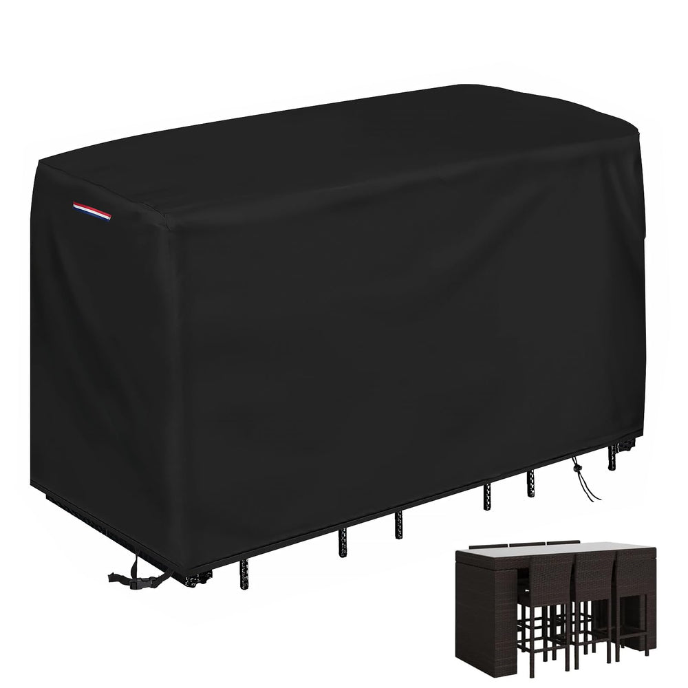 Loenel front view of covered bar table showing full waterproof protection