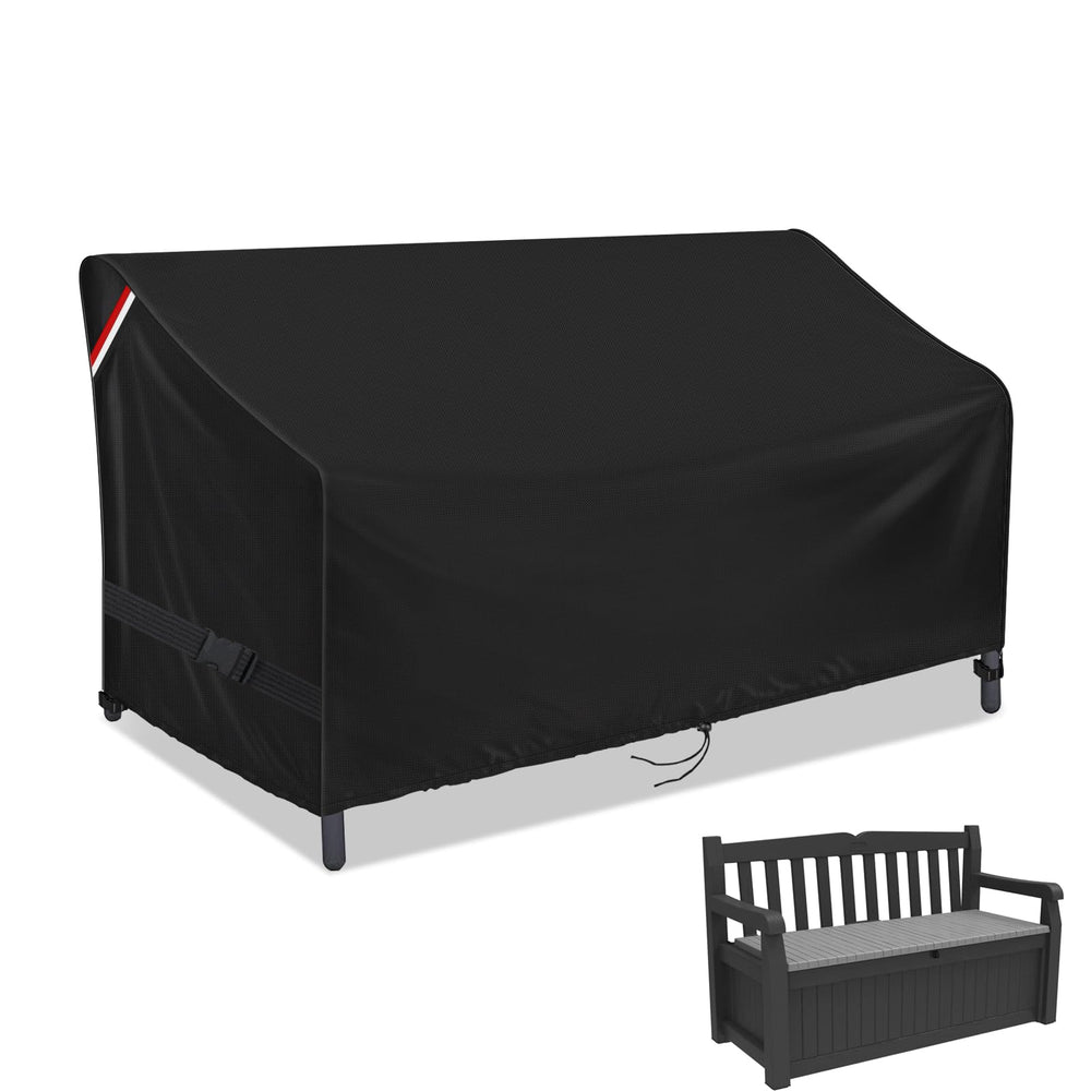 Loenel front view of cover protecting loveseat, shows full fit and protection