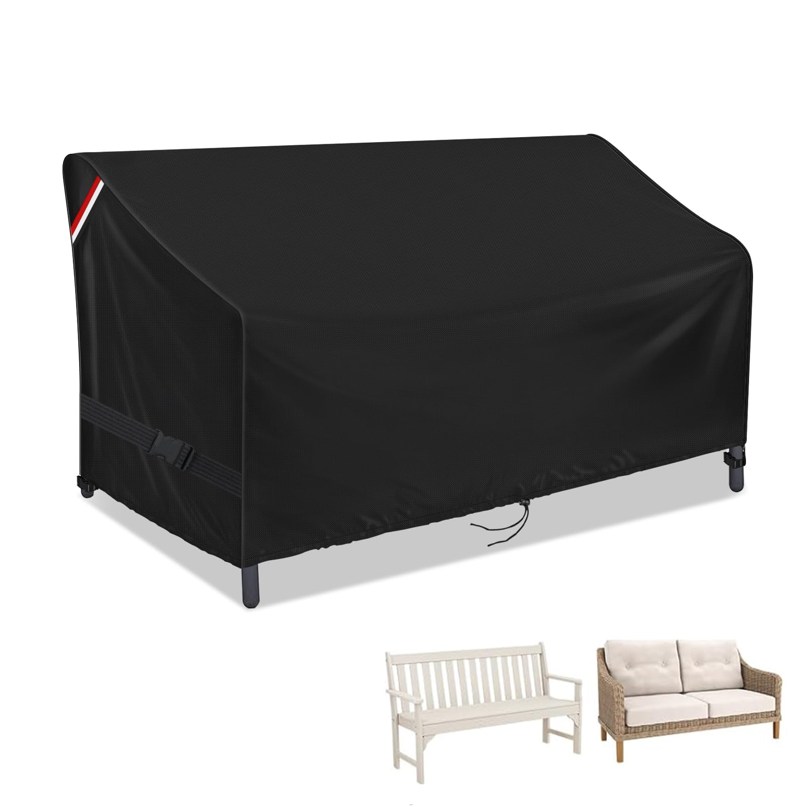 Loenel front view of fitted loveseat cover showing full protection