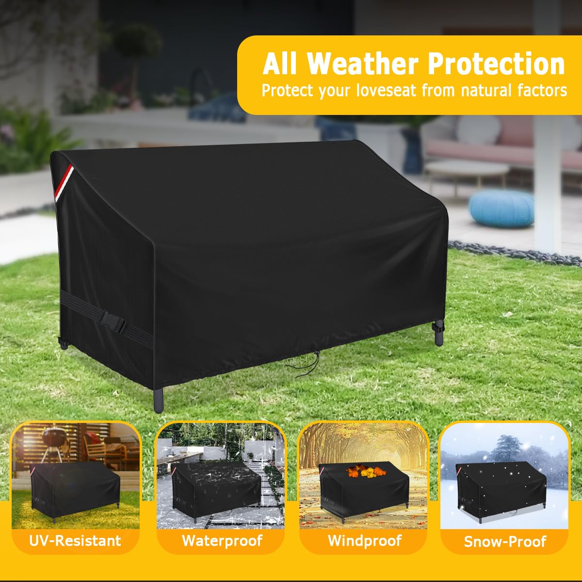 Loenel cover size comparison on patio, helps visualize fit and scale