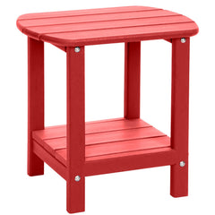 LOENIY front view of red two-tier side table showing sturdy design and space saving benefit