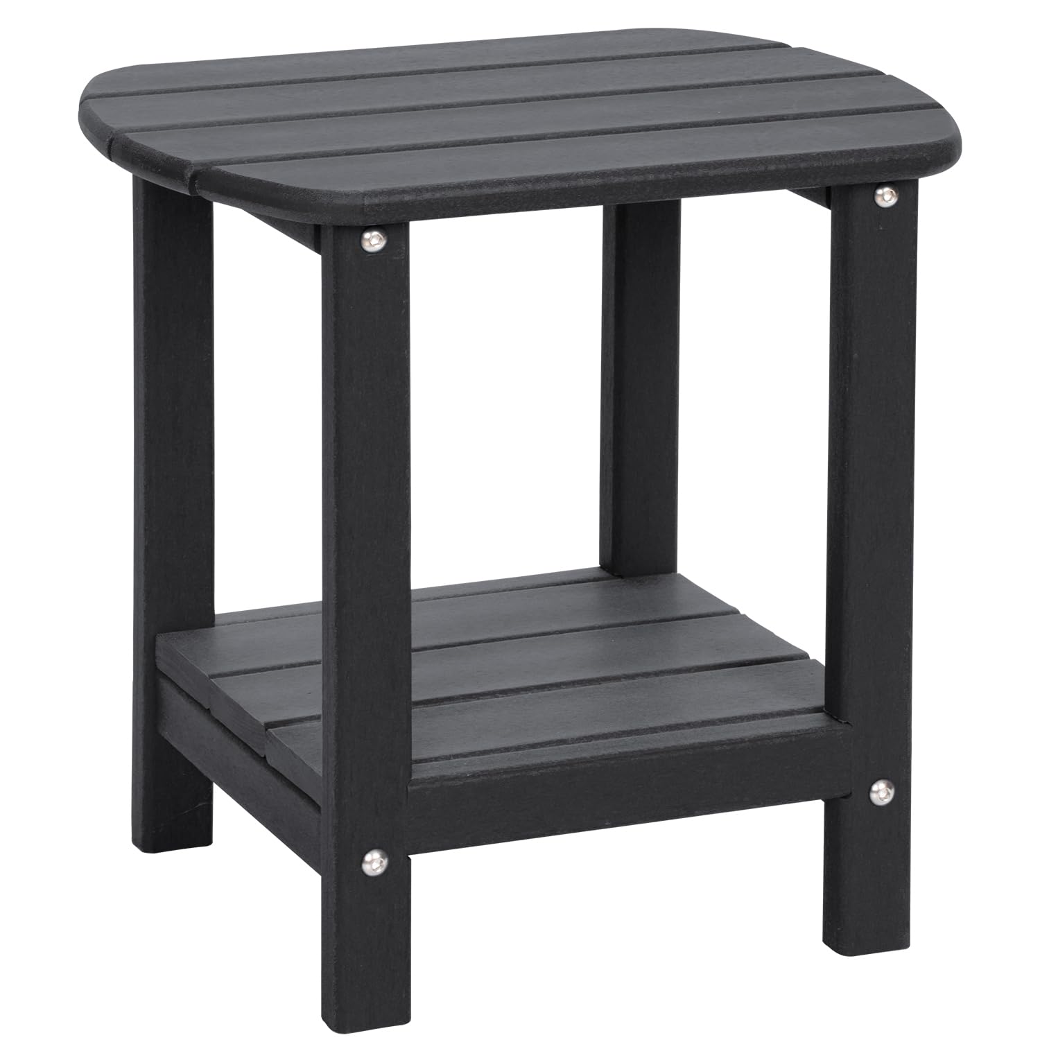 LOENIY front view of black Adirondack side table showing sturdy versatile surface
