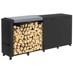 LOENIY front view of full 8ft rack showing organized dry firewood