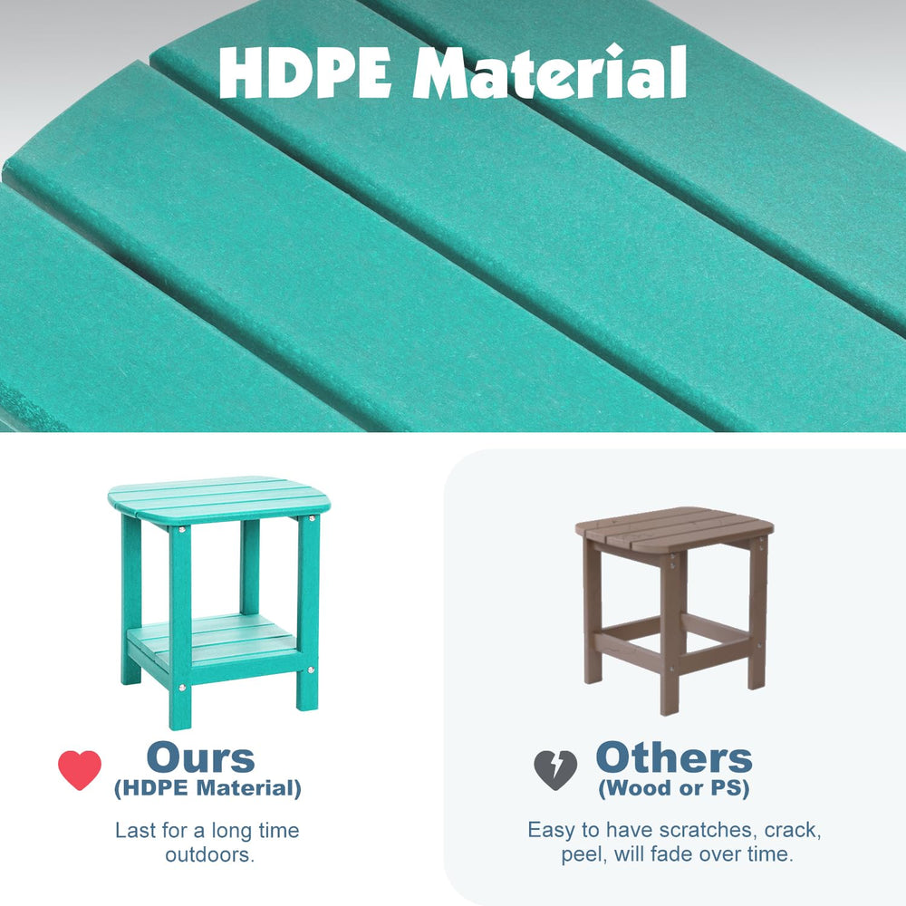 LOENIY table beside Adirondack chair showing convenient reach and matching style