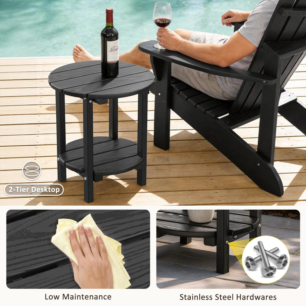 LOENIY side table placed beside an Adirondack chair for convenient use