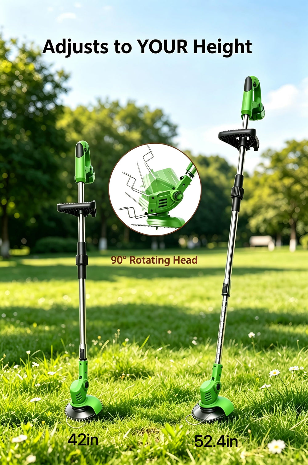 LOFINKU cordless weed wacker in use trimming lawn edge for neat garden borders