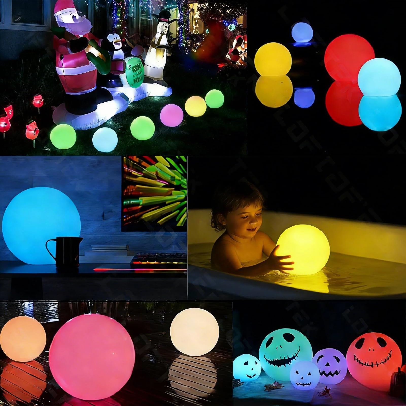 LOFTEK glowing orbs in garden at night showing decorative landscape ambience