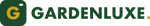 GardenLuxe logo — G monogram with deep green wordmark