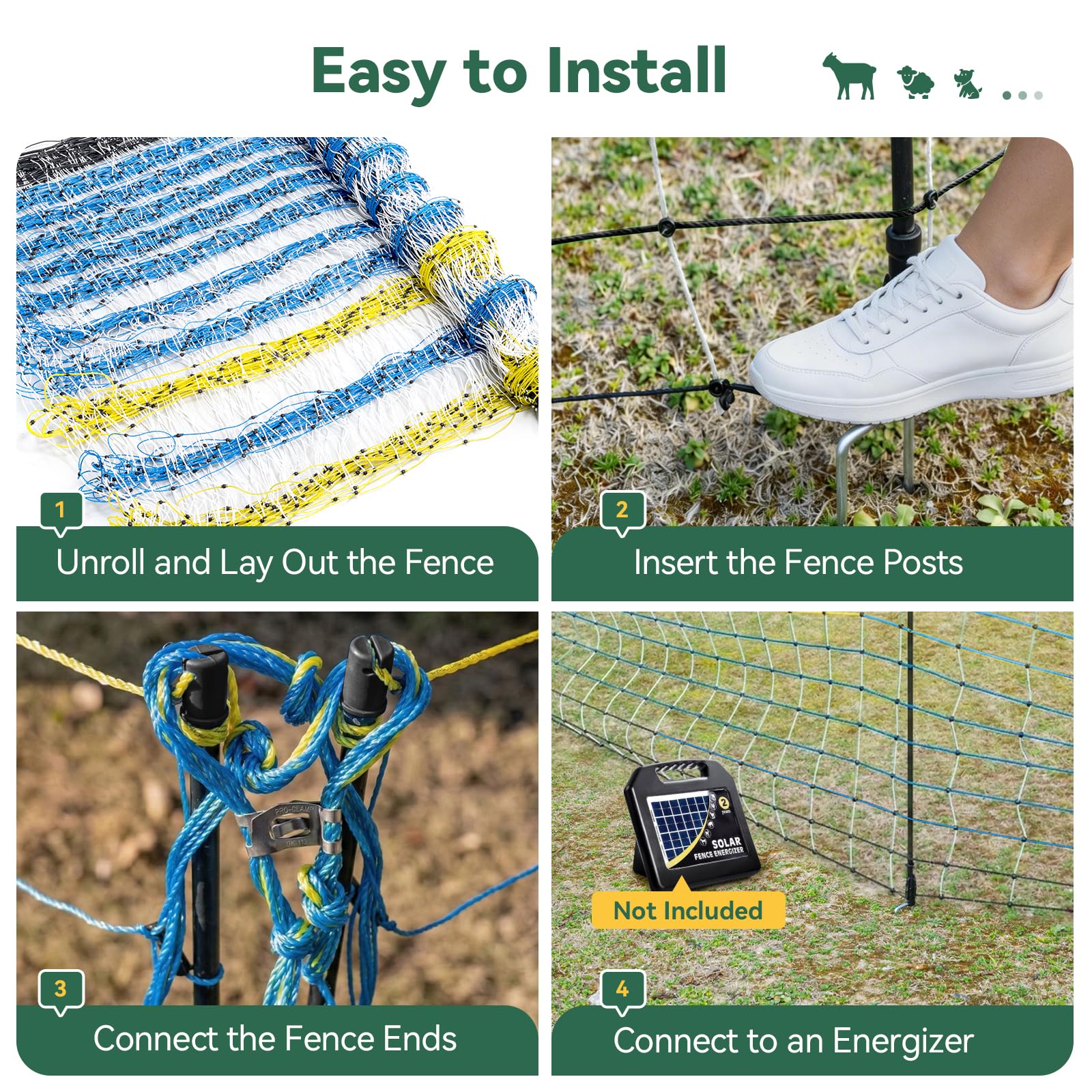LoJok netting installed around pasture keeping livestock secure and portable benefit