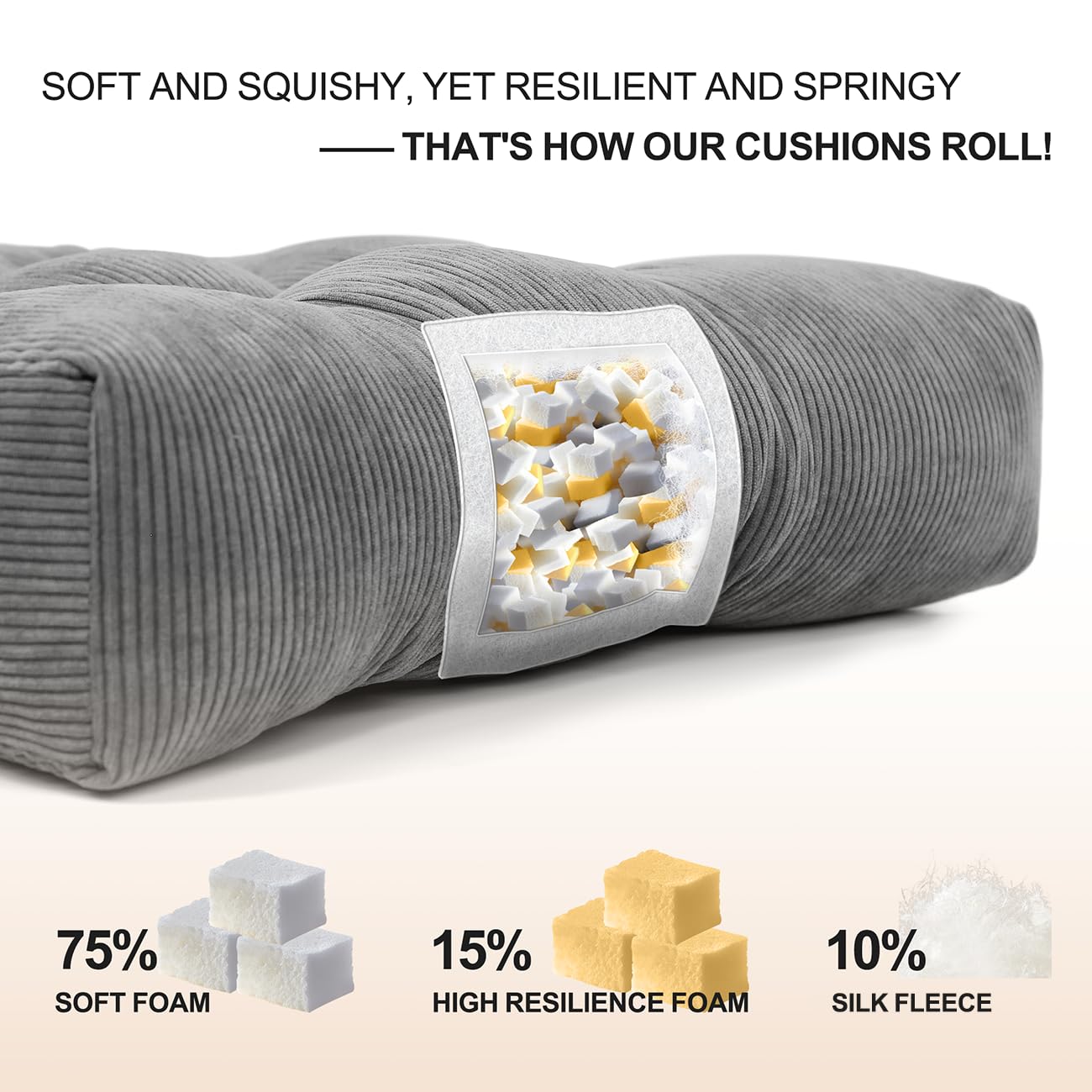 Vertical ribbed Alita fabric texture on Lokex cushion for breathability and durability
