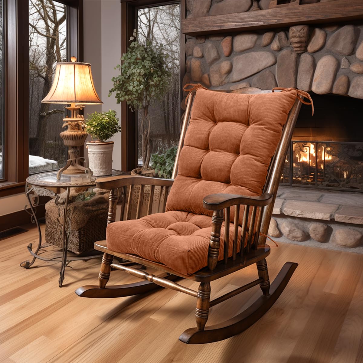 Lokex front view cushion on rocking chair showing plush support