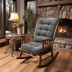 Lokex rocking chair front view showing full two-piece cushion and improved comfort