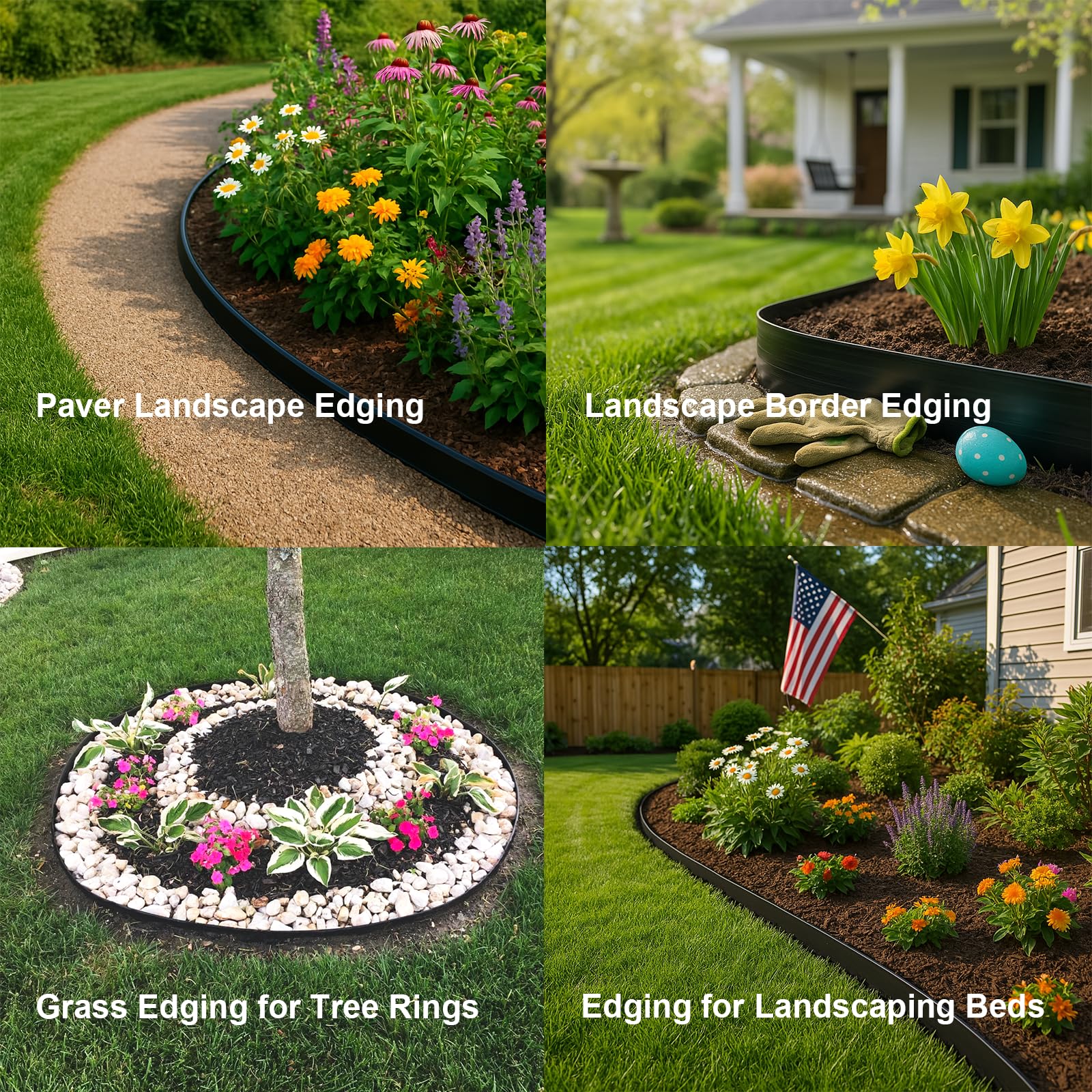 LOLEDE installed in a curved flower bed showing clean separation and containment