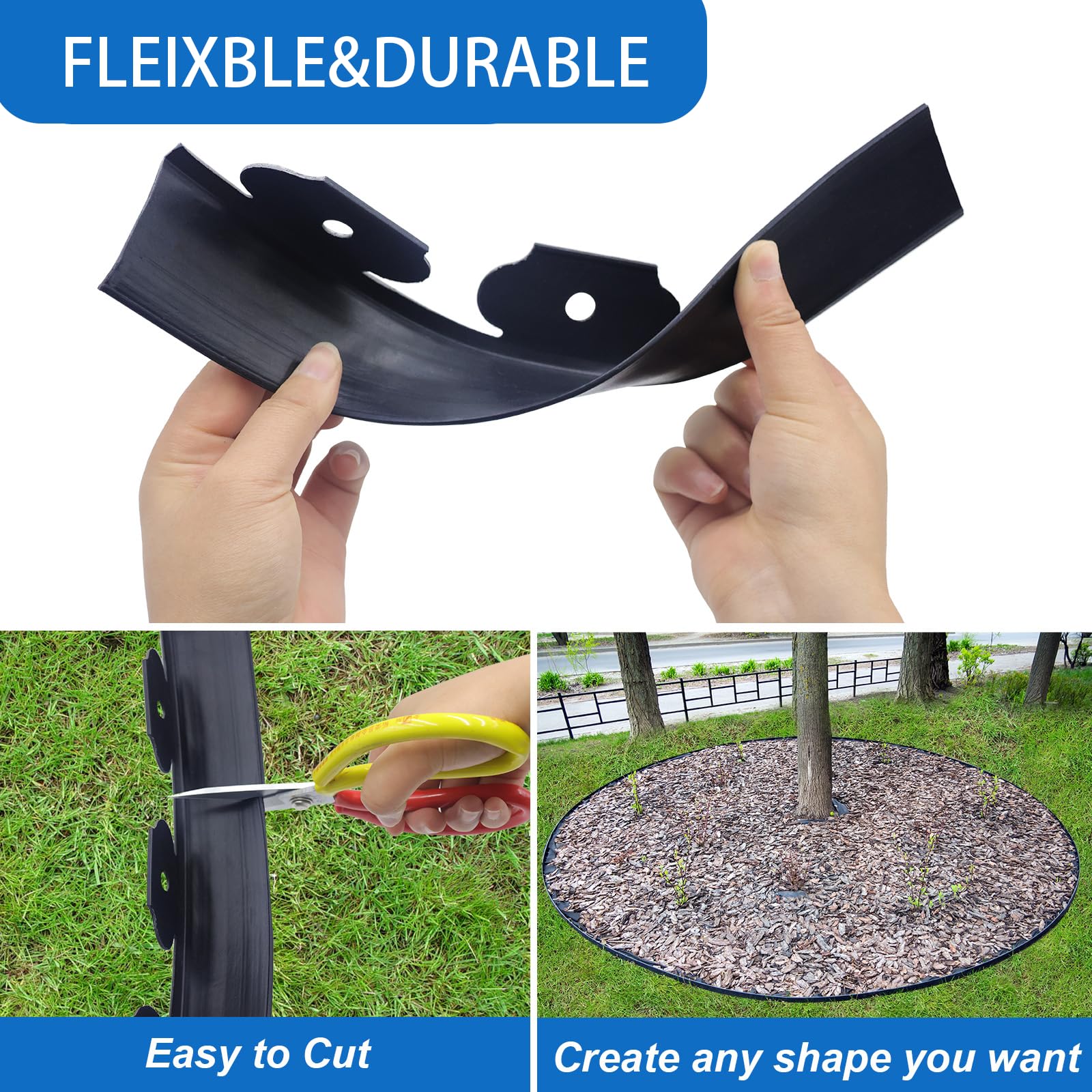 LOLEDE roll beside tape measure showing 33FT length for full garden coverage