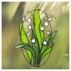 Lolitarcrafts front view showing lily of the valley suncatcher benefiting room ambiance