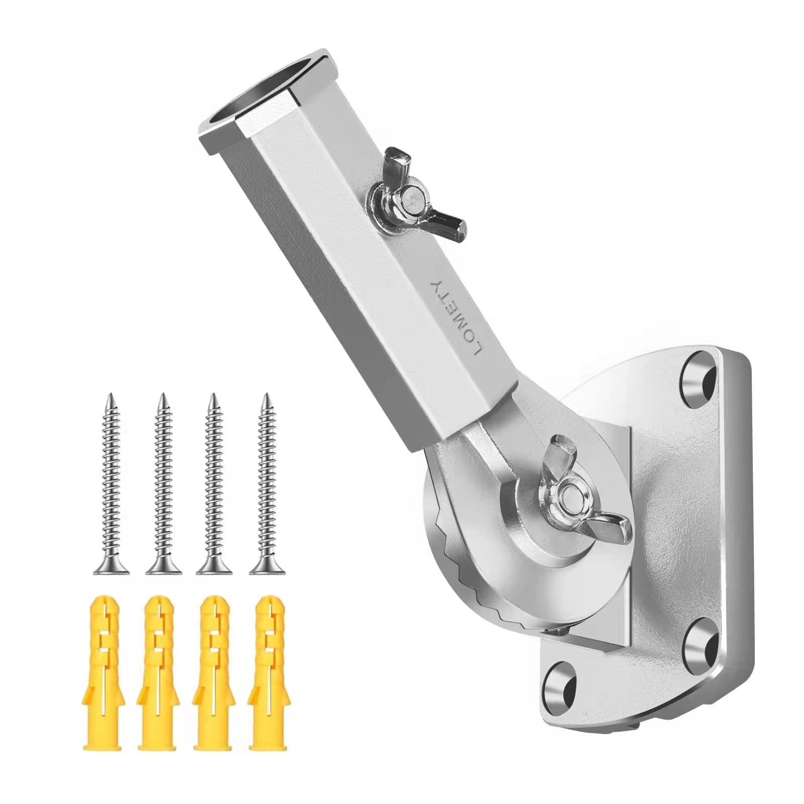 LOMETY front-mounted flag holder showing sturdy wall attachment and clean finish