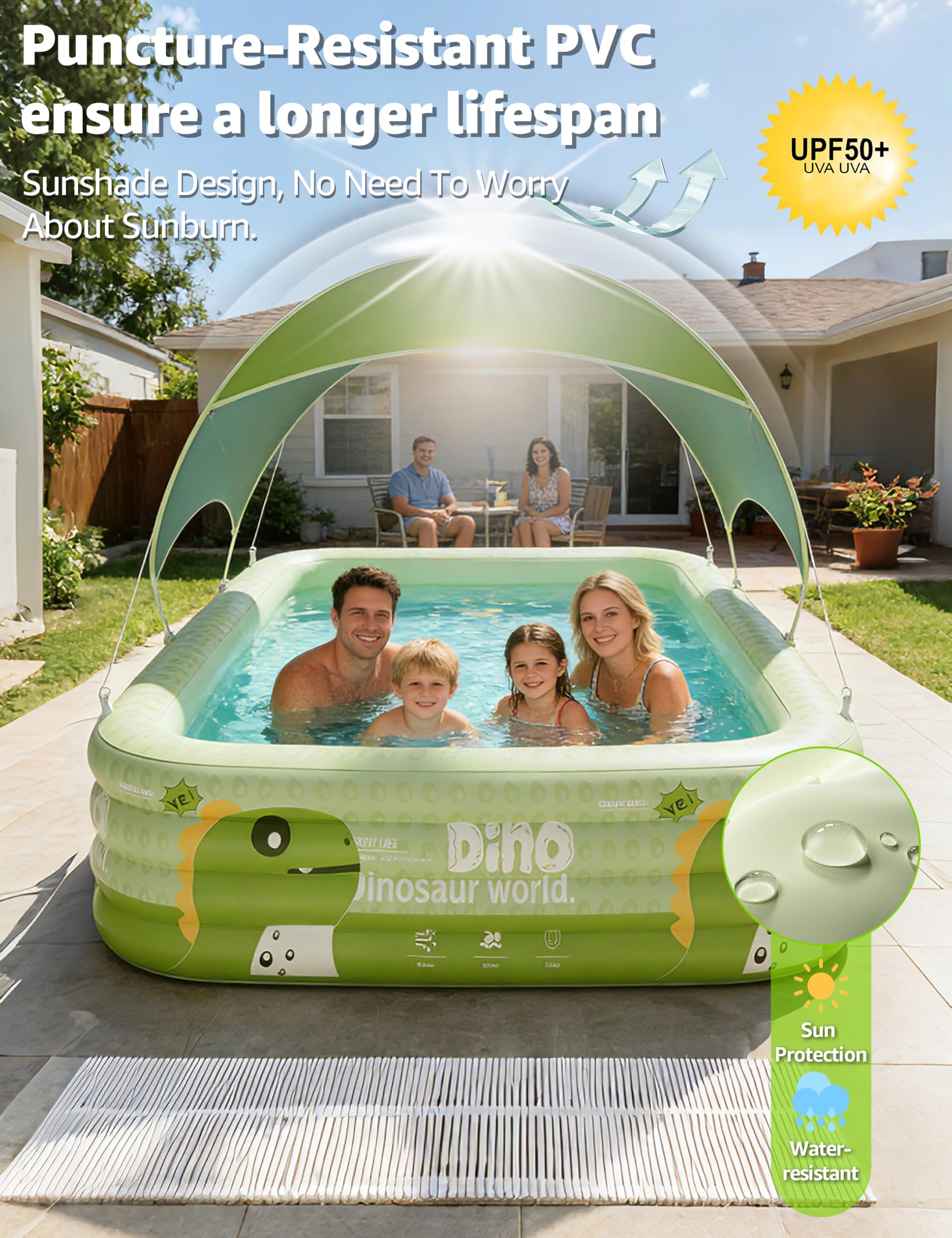 LOMOTIVE family enjoying pool in backyard highlighting social use