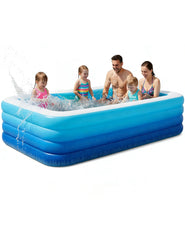 LOMOTIVE front view showing full 120 inch pool and family-friendly benefit